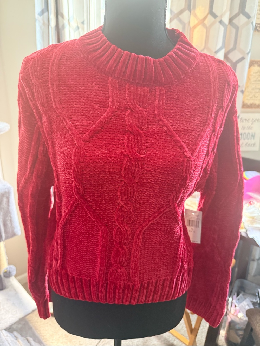 Jessica Simpson Girls Red Cable Knit Crew Sweater XL 14/16